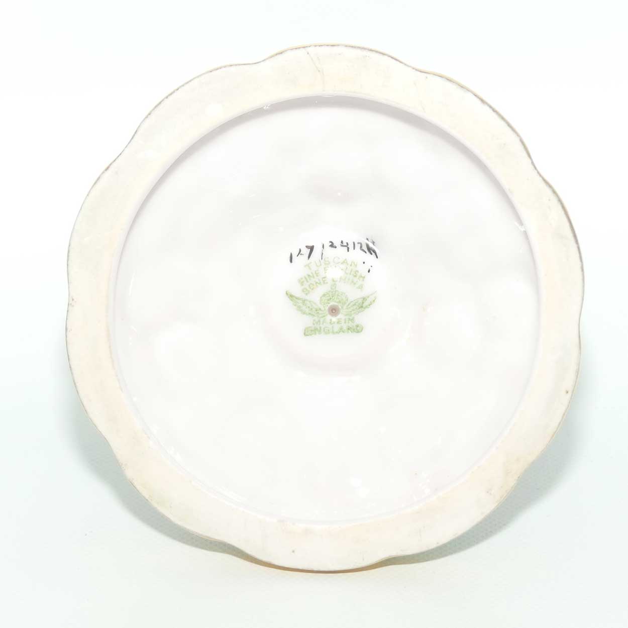 Tuscan China | Embossed Floral Dressing Table candle holder | Green and Gilt