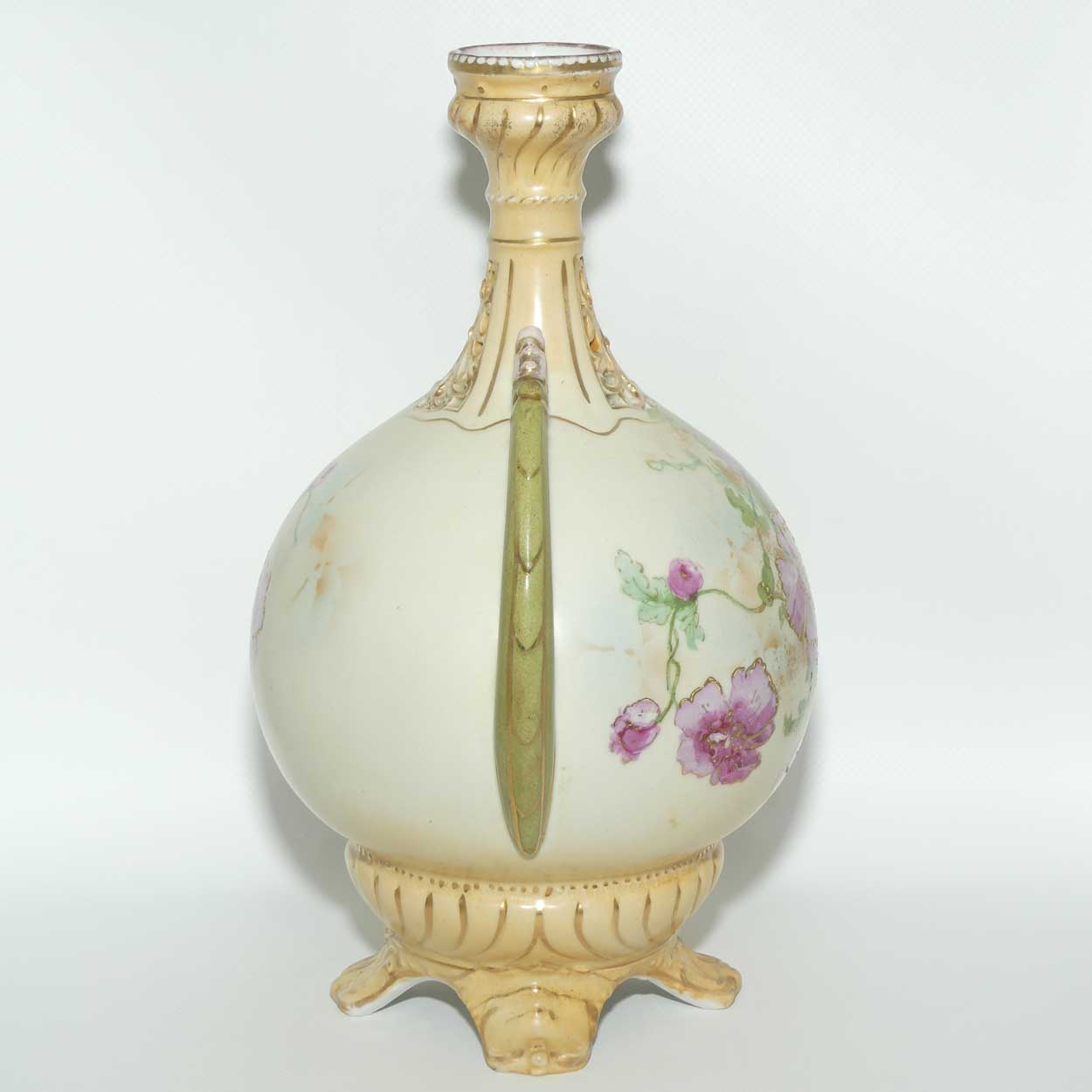 Royal Vienna Turn | Alexandra Porcelain Works Austria twin handle reticulated vase with floral decor
