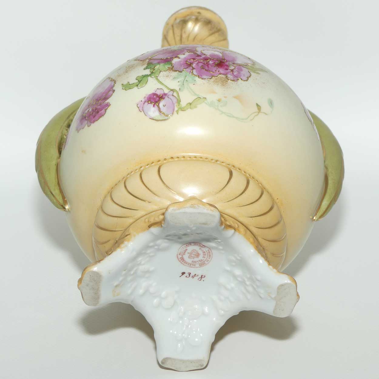 Royal Vienna Turn | Alexandra Porcelain Works Austria twin handle reticulated vase with floral decor