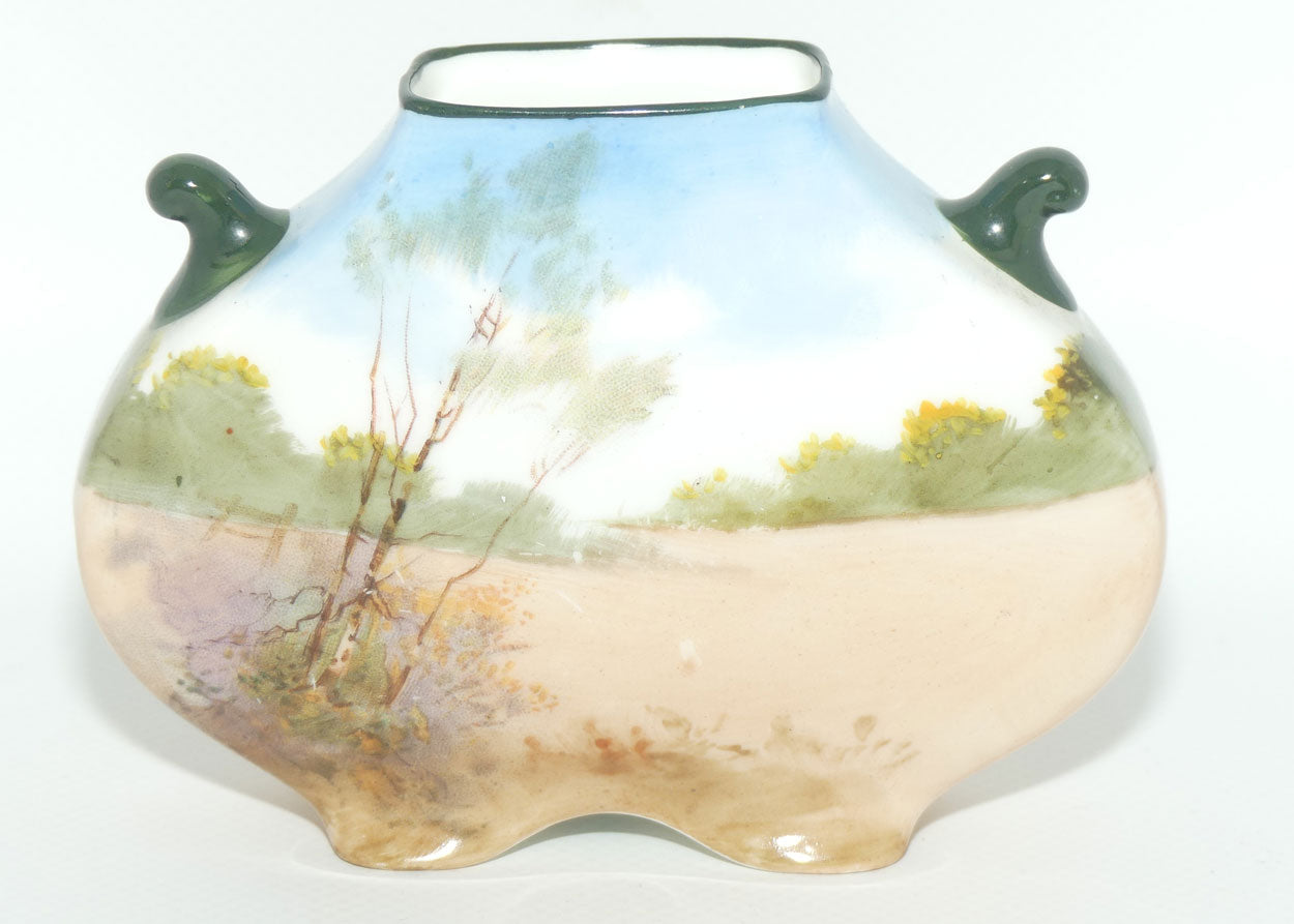 Royal Doulton Coaching Days twin teardrop handle vase | rare Blue Sky variation | E2768