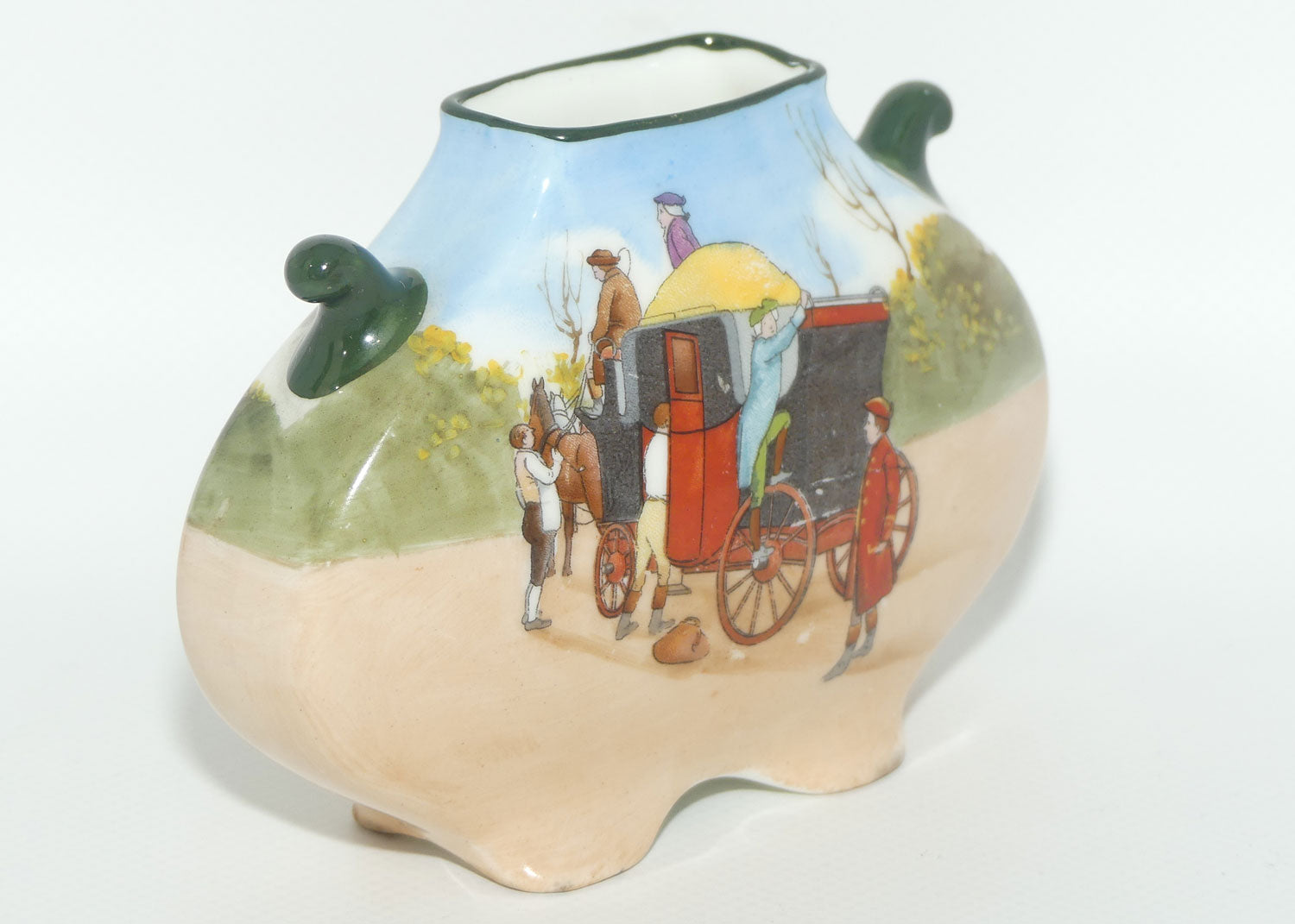 Royal Doulton Coaching Days twin teardrop handle vase | rare Blue Sky variation | E2768