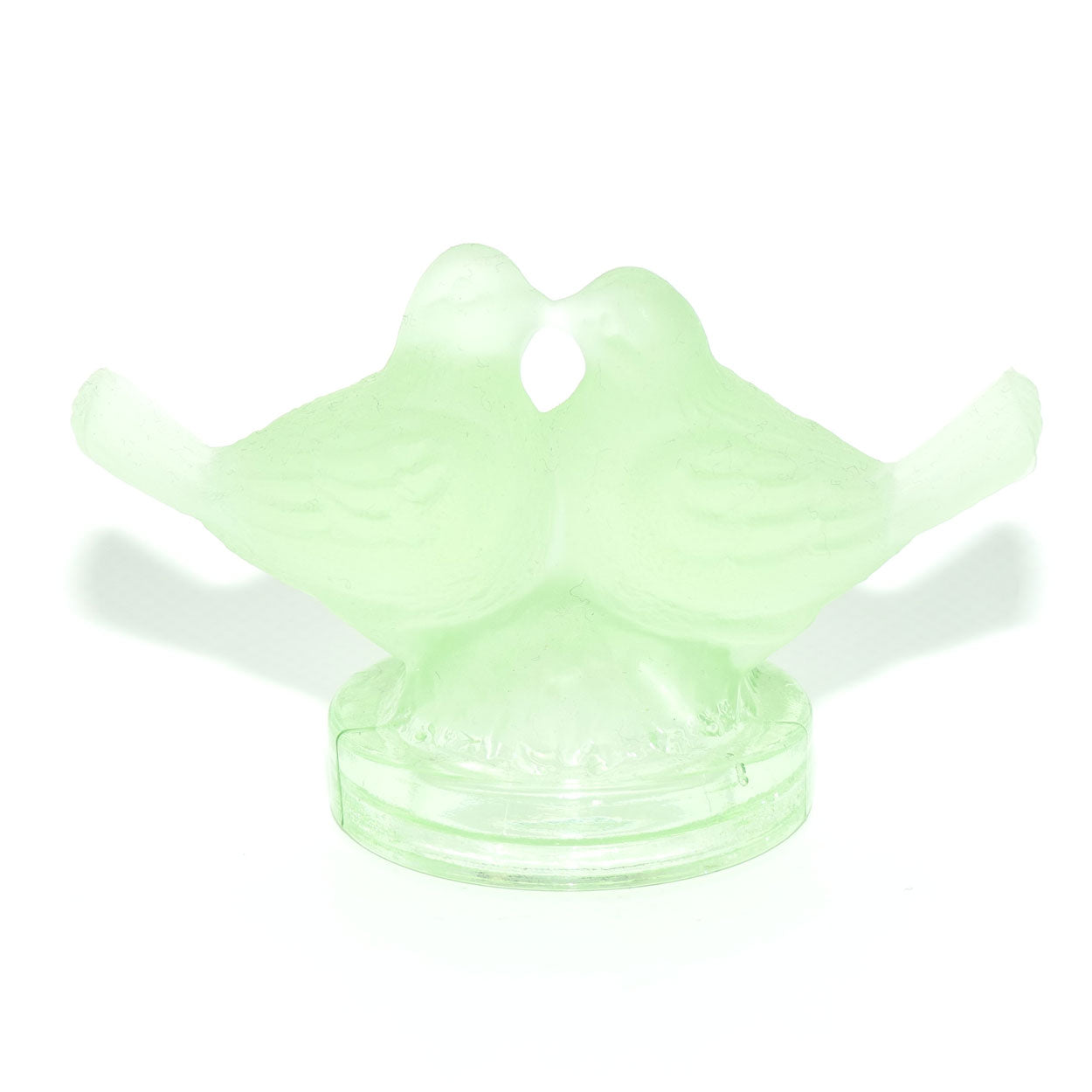 Frosted Green Glass Pair of Kissing Doves insert
