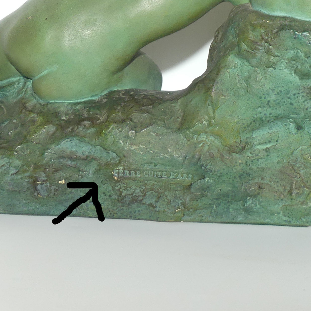 Art Deco Terracotta figure with Vertigris Copper finish by Ugo Cipriani