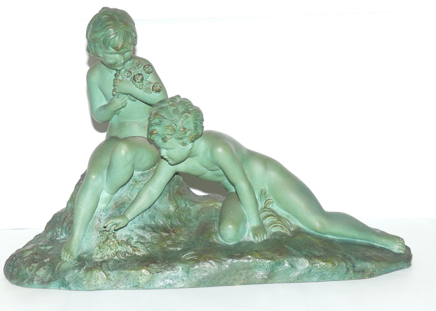 Art Deco Terracotta figure with Vertigris Copper finish by Ugo Cipriani