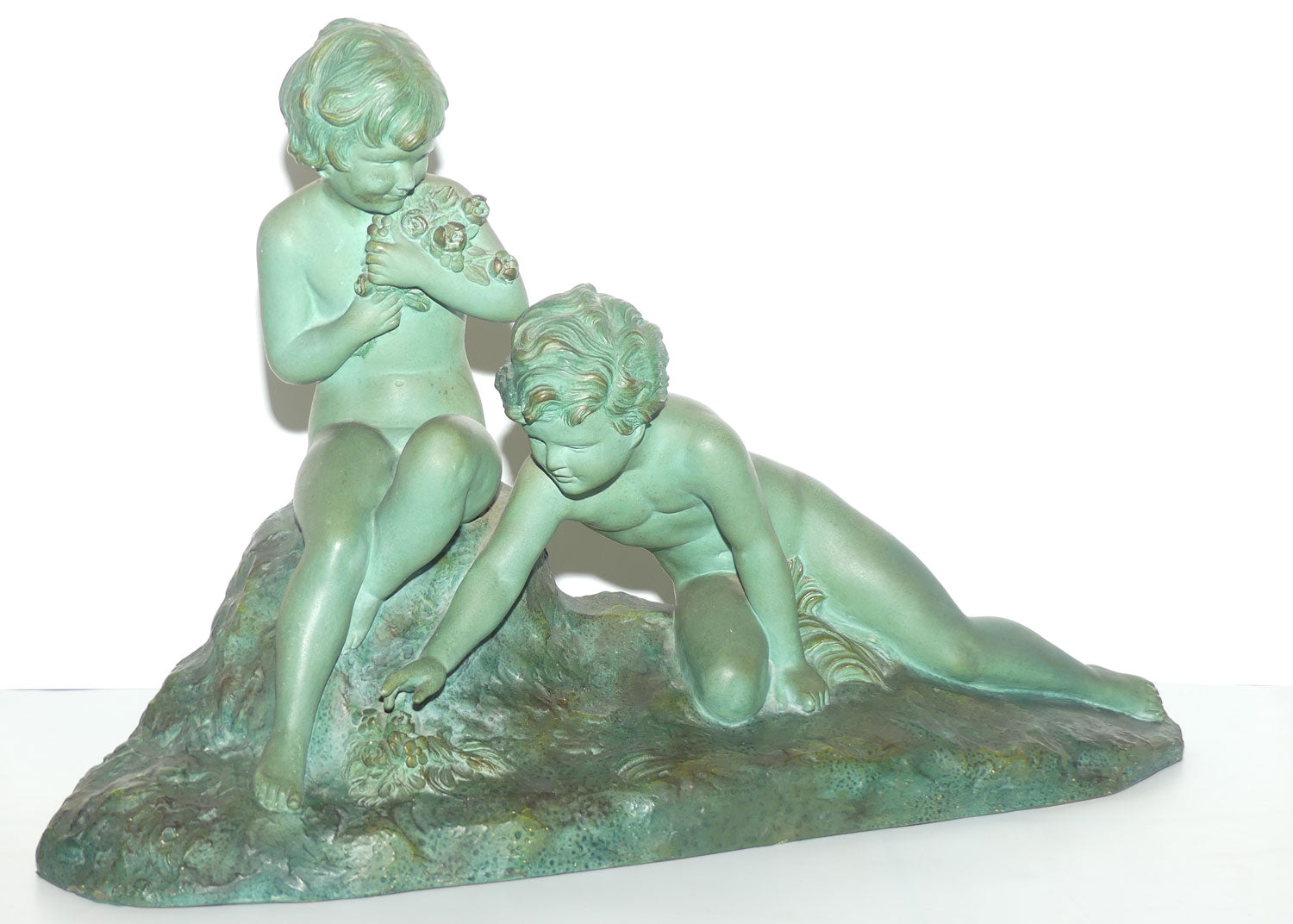 Art Deco Terracotta figure with Vertigris Copper finish by Ugo Cipriani