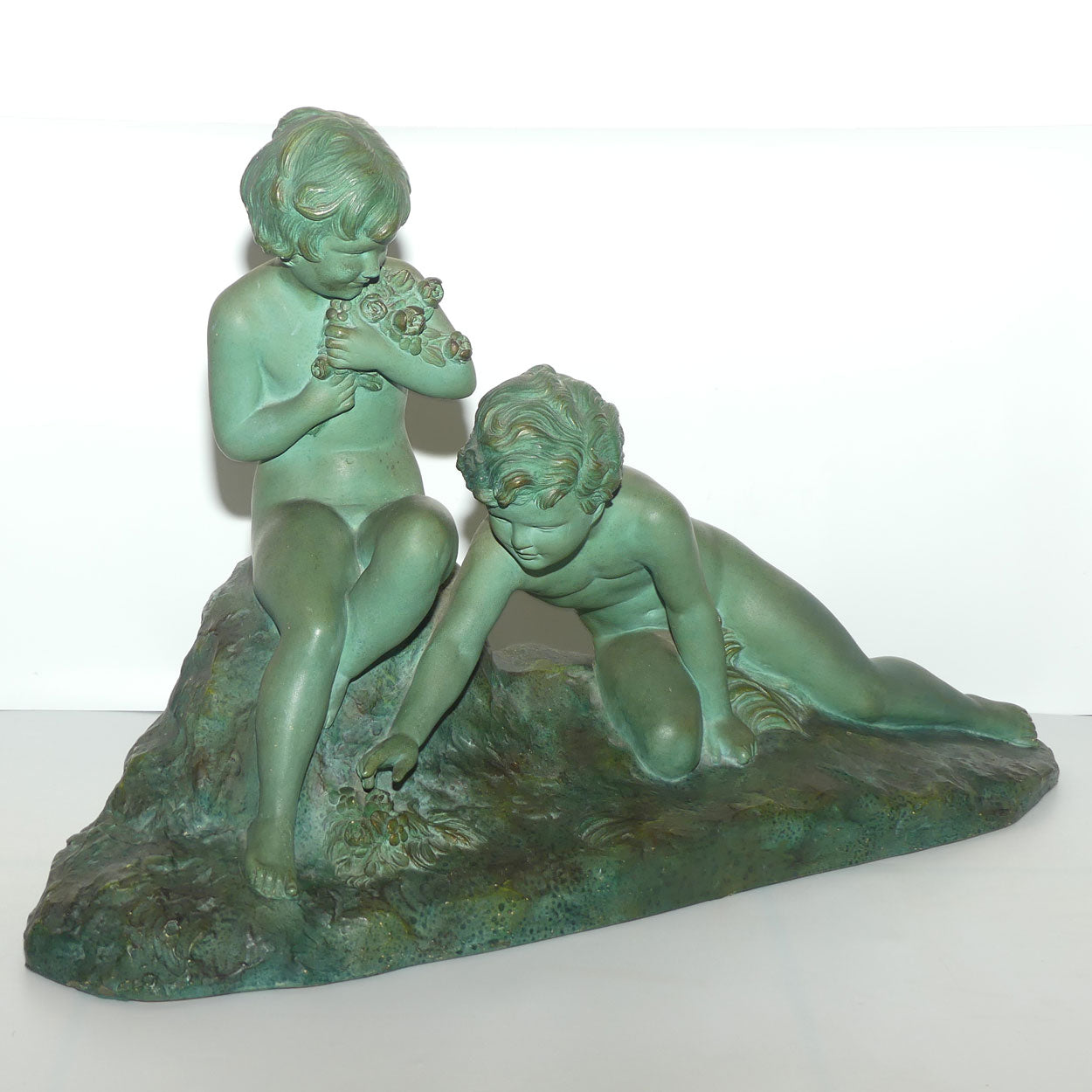 Art Deco Terracotta figure with Vertigris Copper finish by Ugo Cipriani