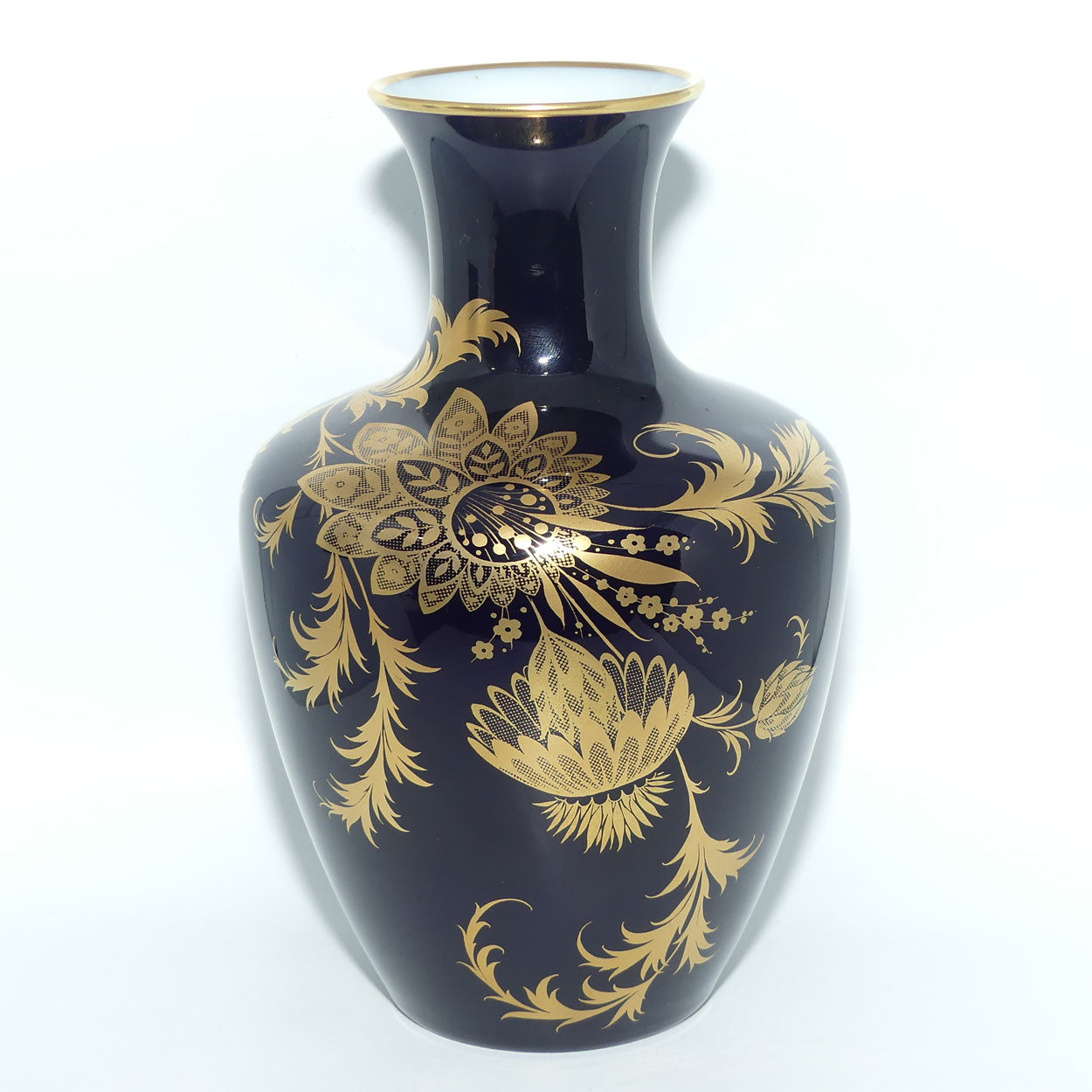 AK Kaiser West Germany floral vase | Undine Echt Scharffeuer Kobalt