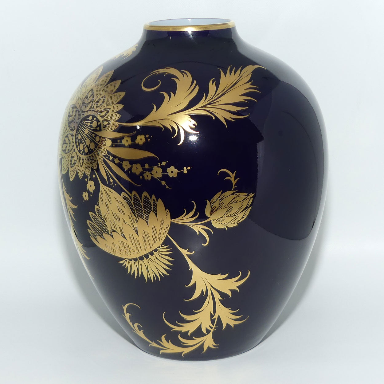 AK Kaiser West Germany ovoid floral vase | Undine Echt Scharffeuer Kobalt