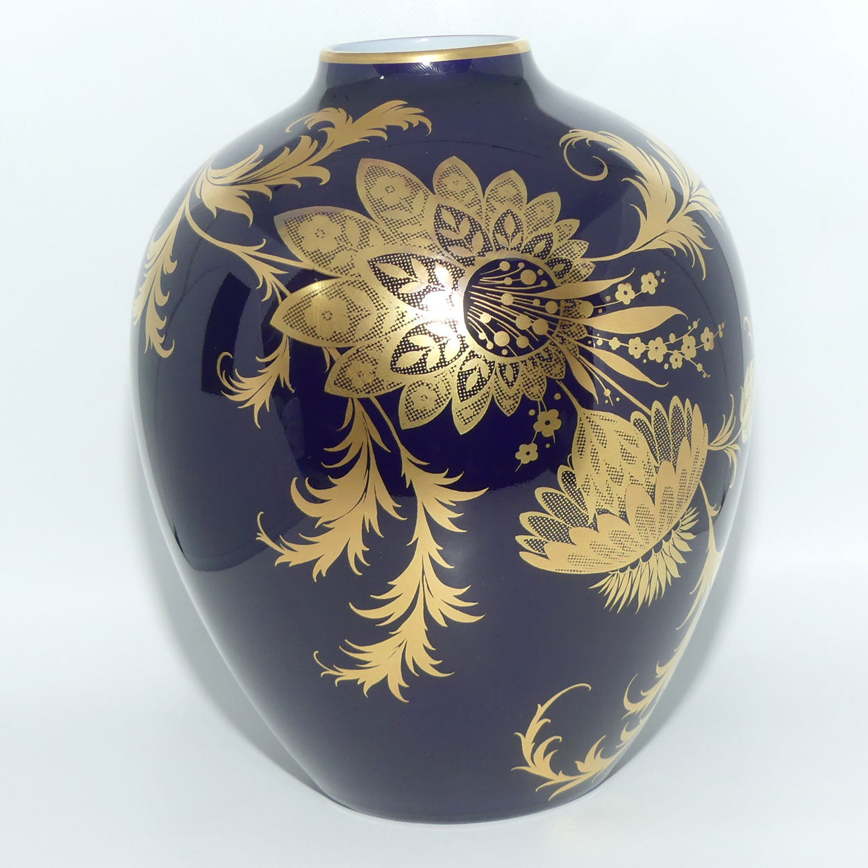 AK Kaiser West Germany ovoid floral vase | Undine Echt Scharffeuer Kobalt