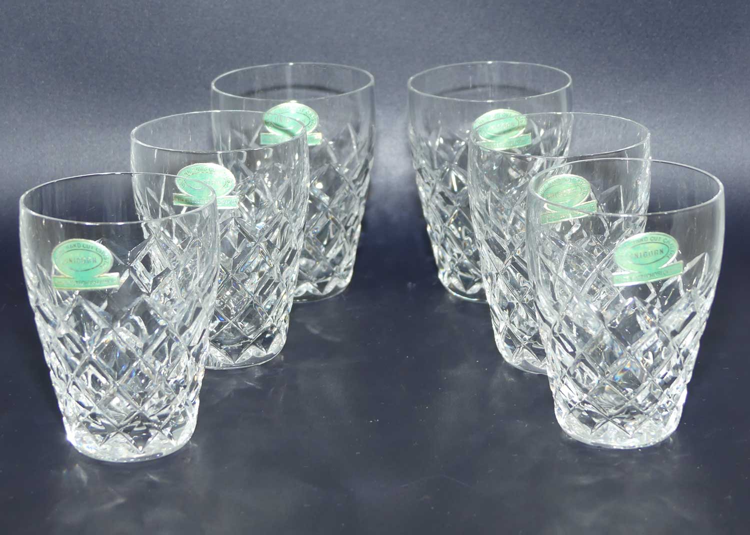 Set of 6 Unicorn brand Diamond Cut Crystal set of 6 small whisky glasses | 80ml