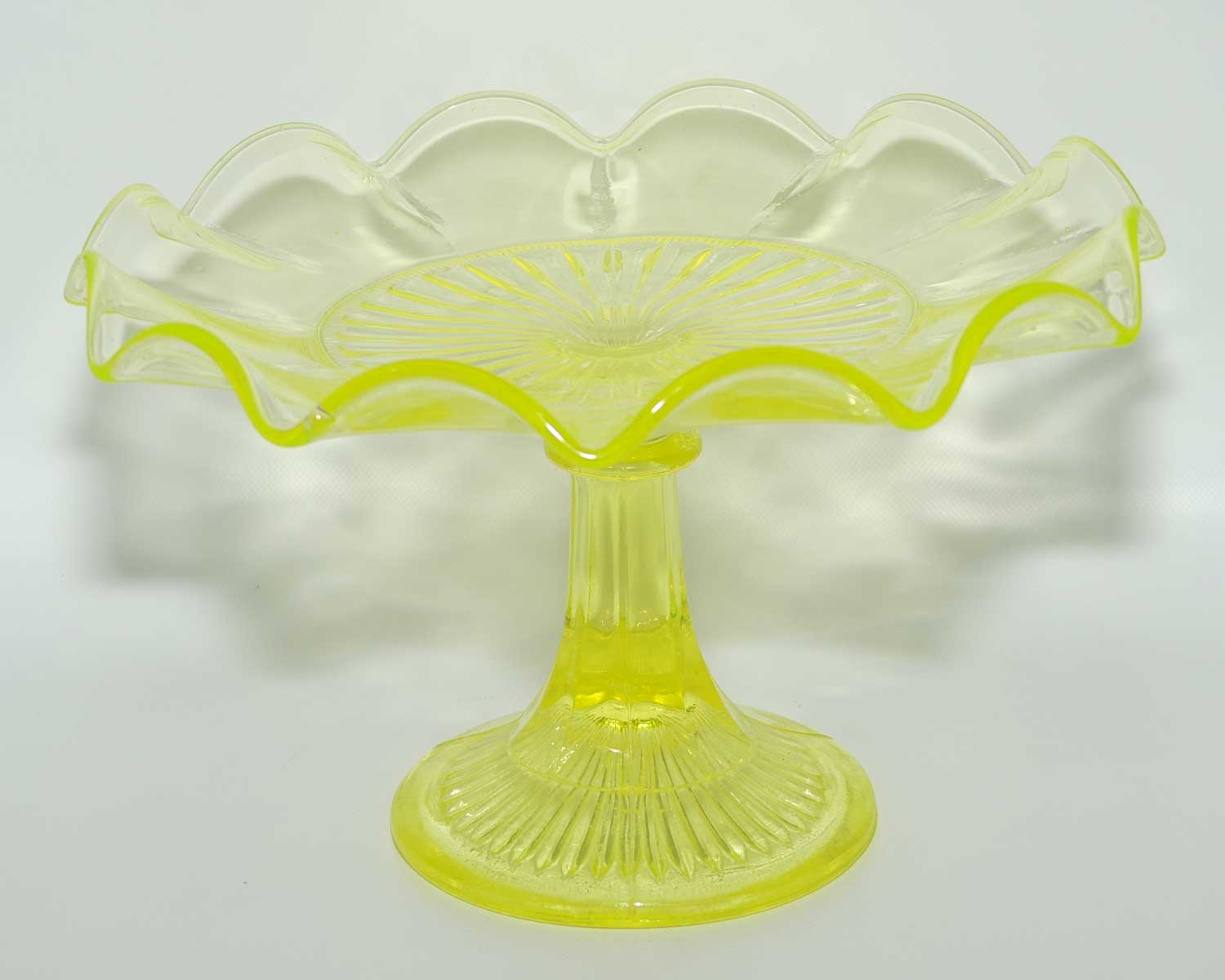 Crown Crystal Citrine glass | Uranium Glass cake stand