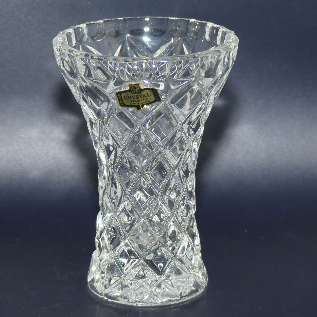 Small Diamond Cut Crystal vase | 12.5cms tall