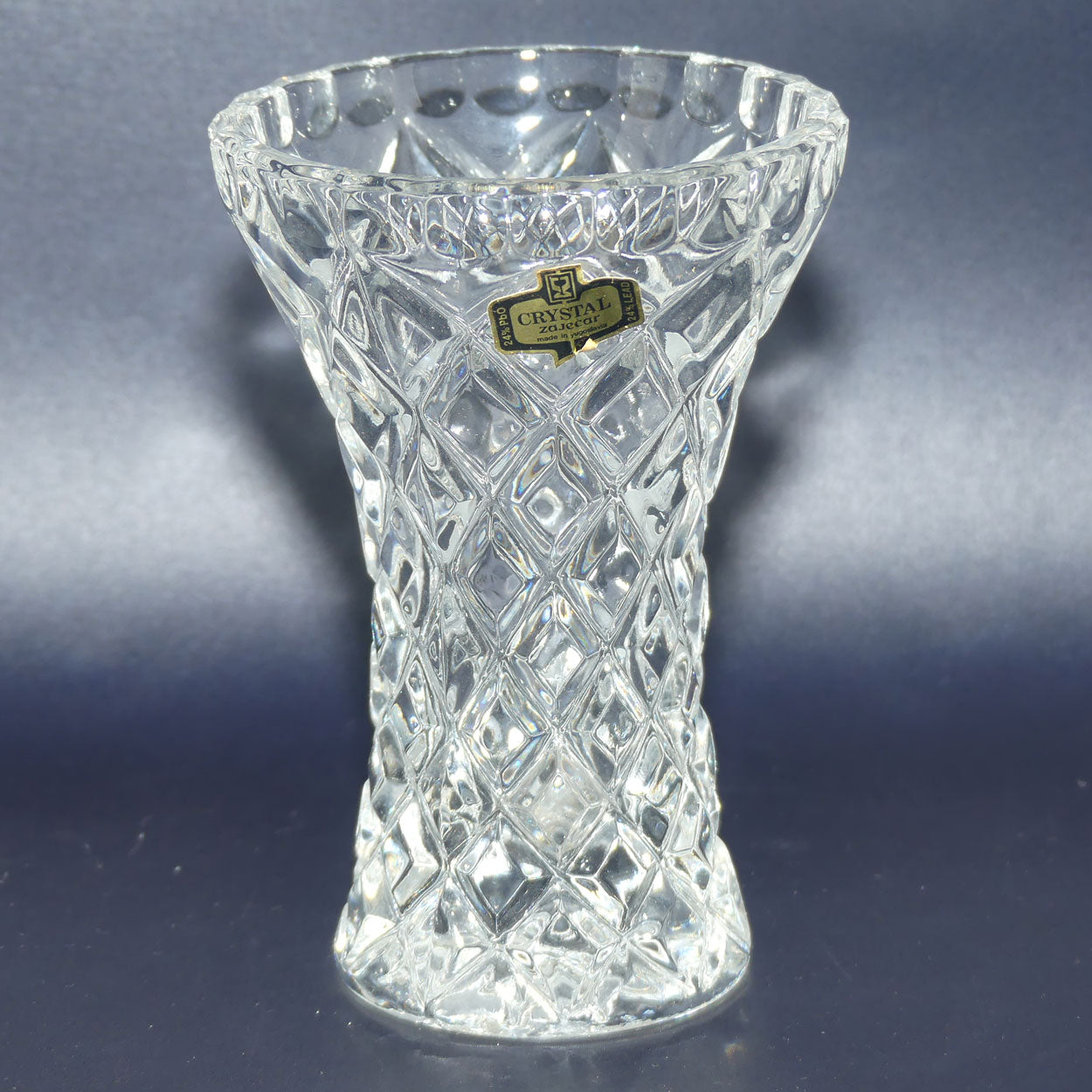 Small Diamond Cut Crystal vase | 12.5cms tall