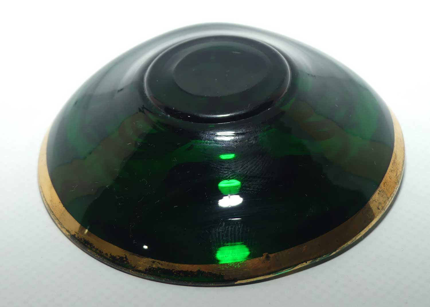 Venetian Glass miniature dish | Green and Gilt Enamel