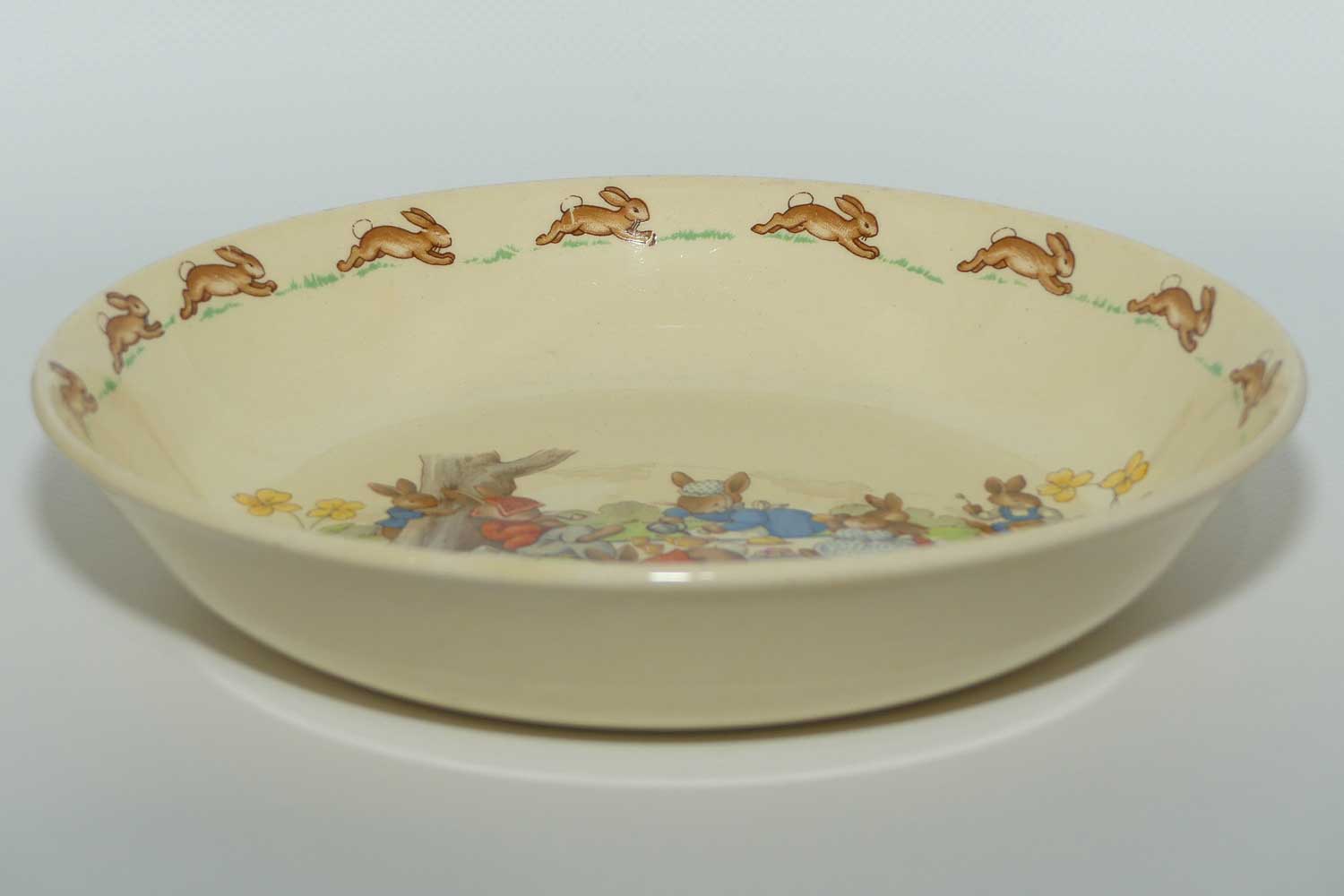 Royal Doulton Bunnykins Picnic large round bowl signed Barbara Vernon