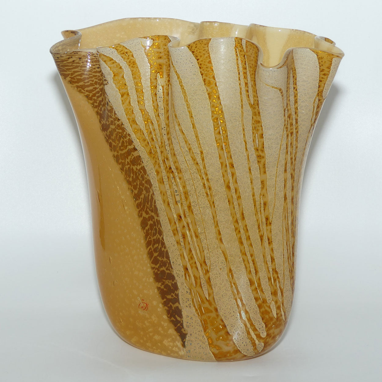 Vetro Artistico Murano Glass large gold fleck vase | Artist Signed