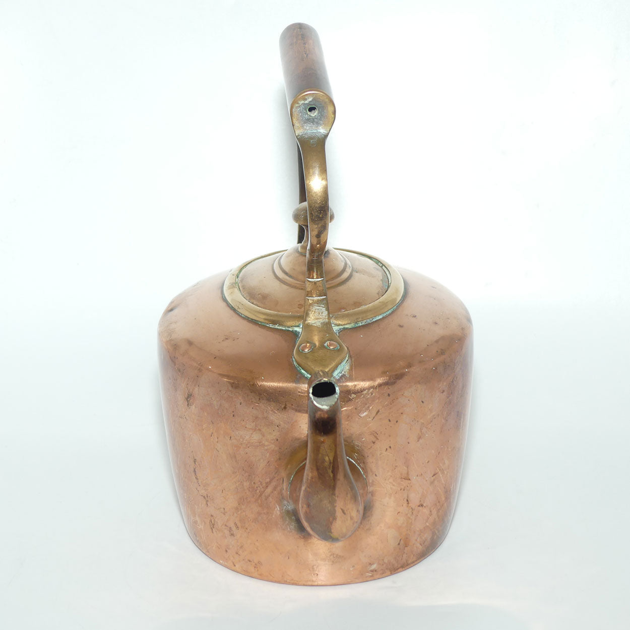 Victorian era Brass and Copper Kettle | marked JB to base