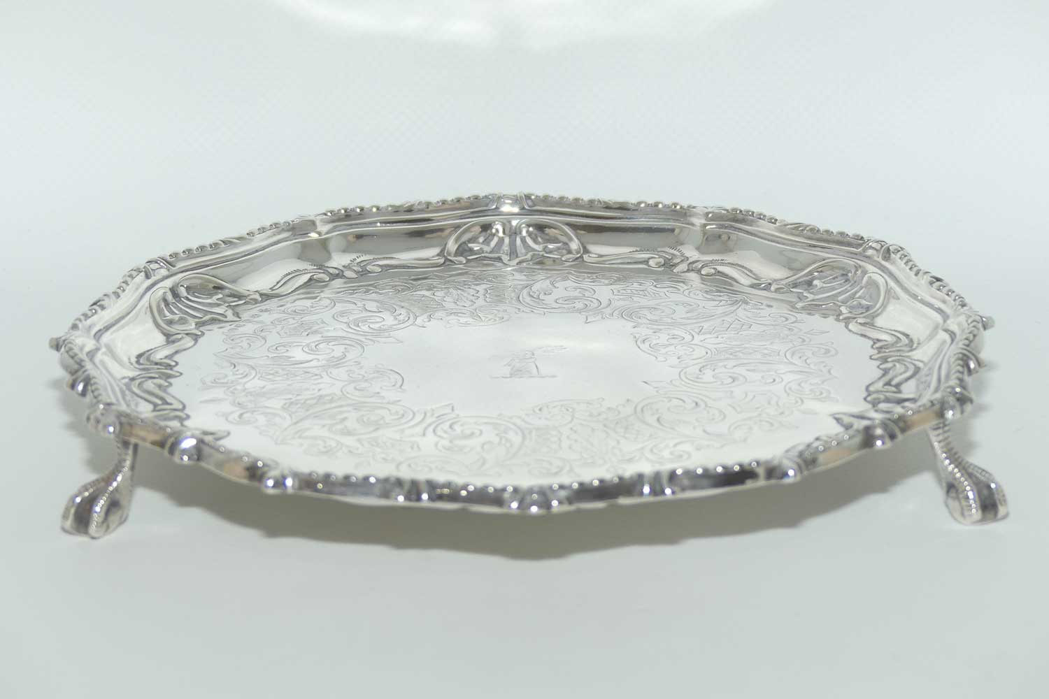 Victorian era Silver Plated salver with Ball and Claw feet