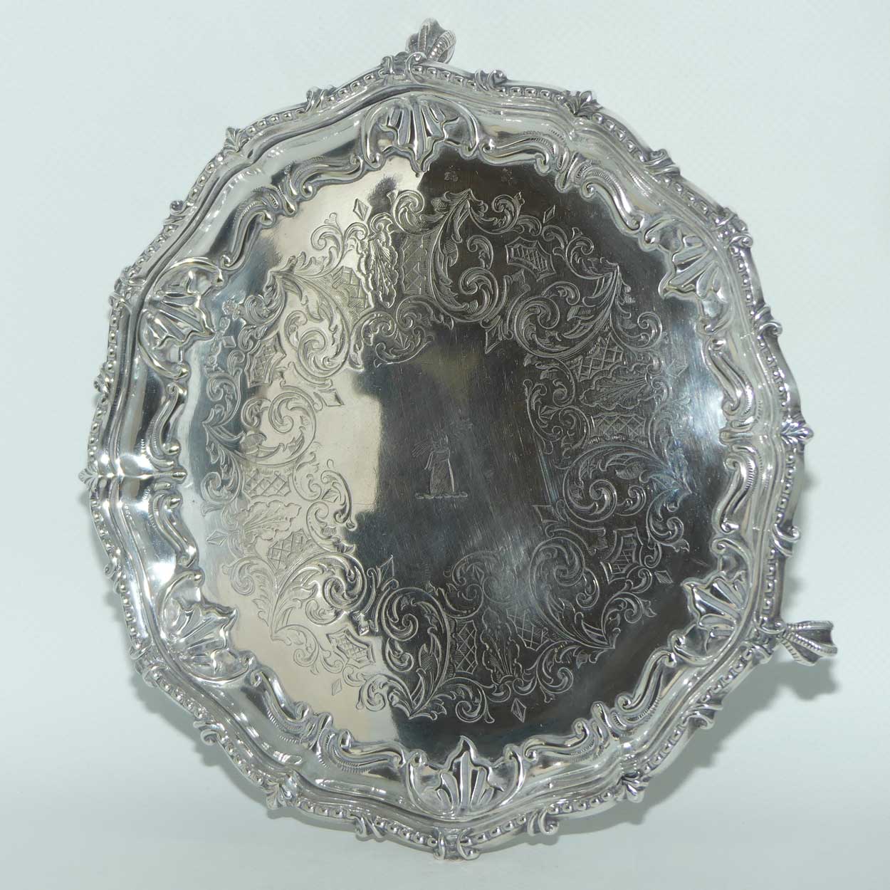 Victorian era Silver Plated salver with Ball and Claw feet