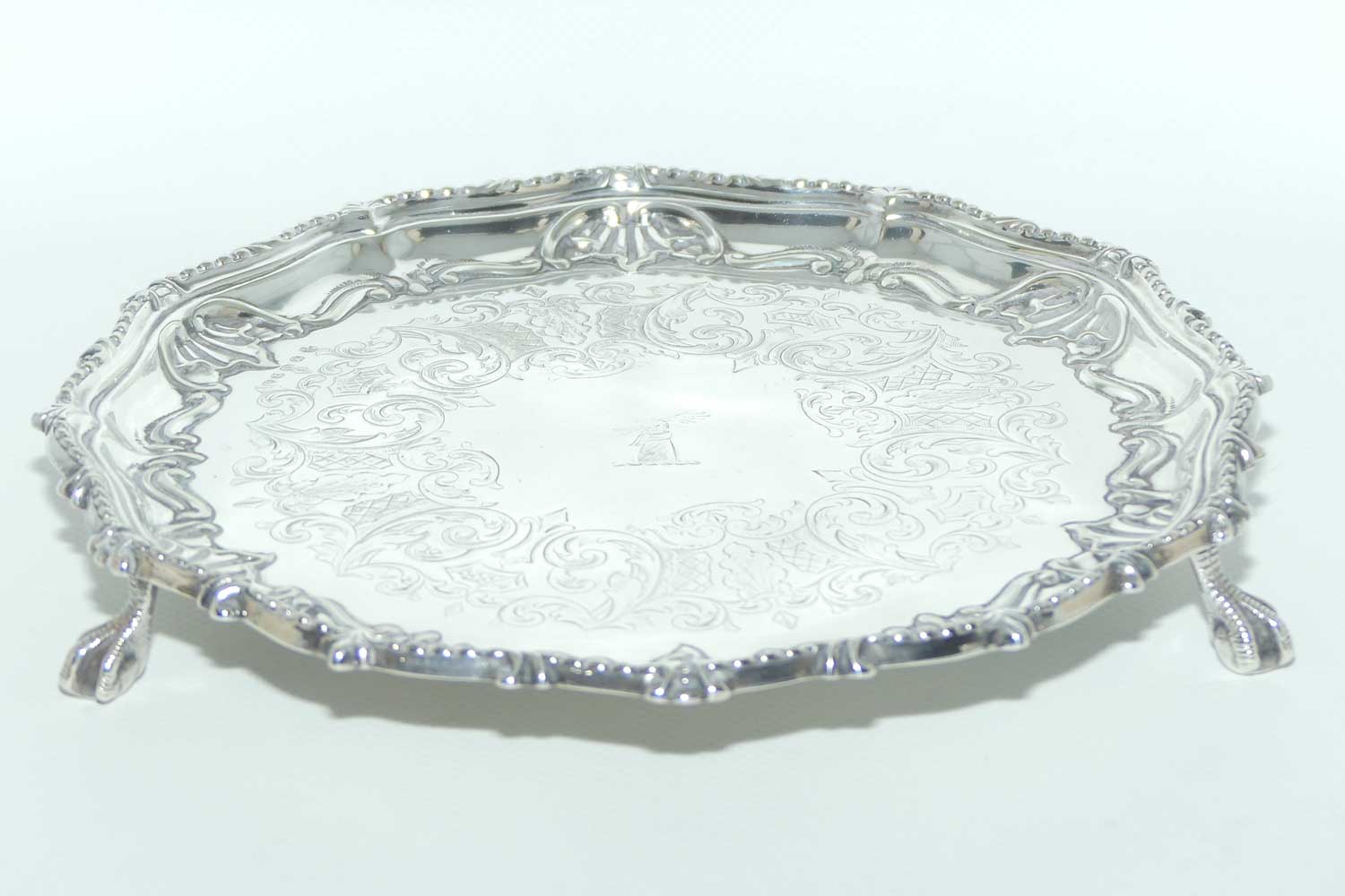 Victorian era Silver Plated salver with Ball and Claw feet