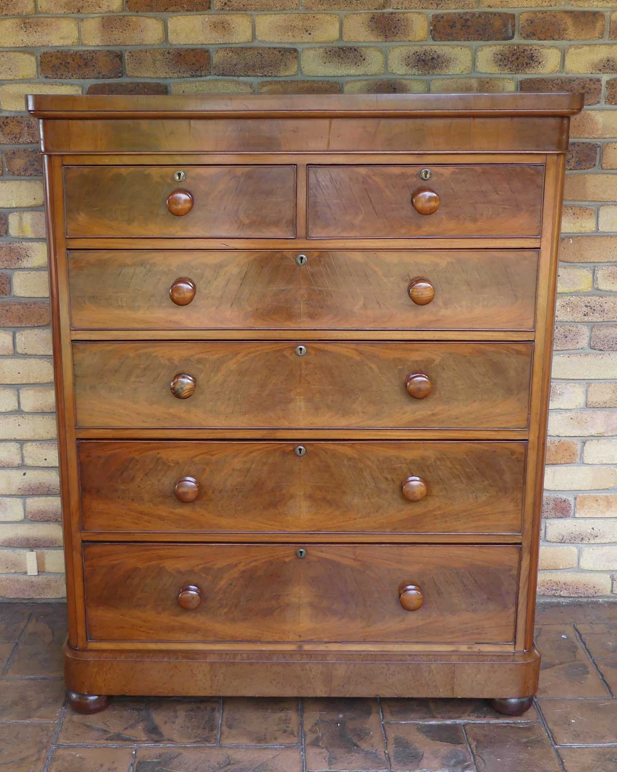 Victorian Mahogany tall boy chest of 6 drawers of larger proportions | c.1860