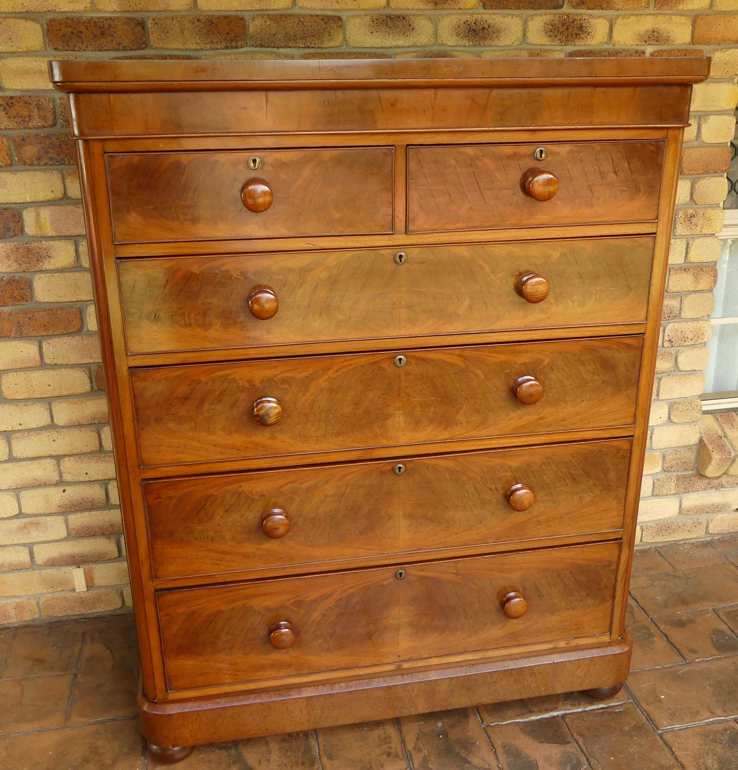 Victorian Mahogany tall boy chest of 6 drawers of larger proportions | c.1860