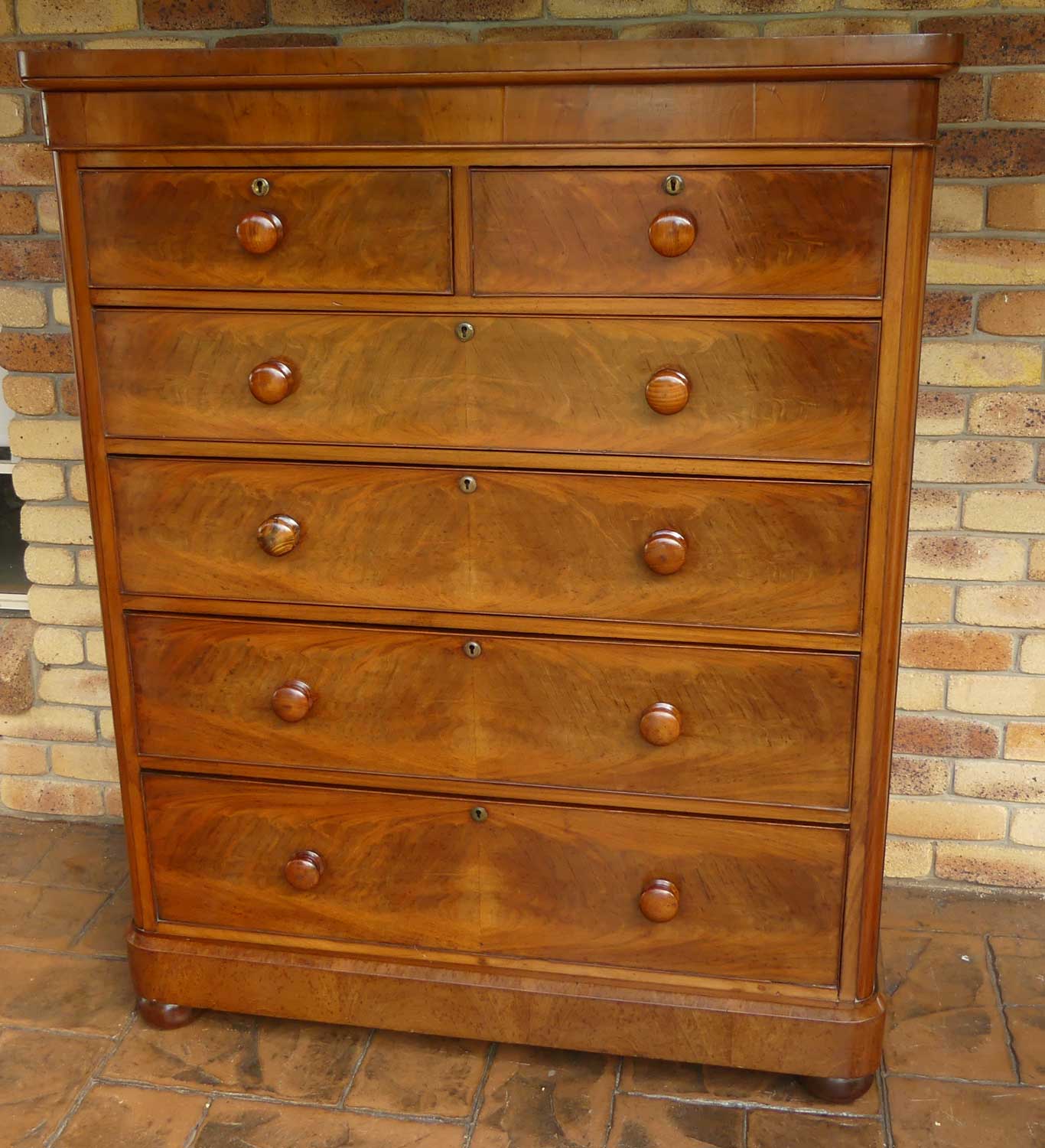 Victorian Mahogany tall boy chest of 6 drawers of larger proportions | c.1860