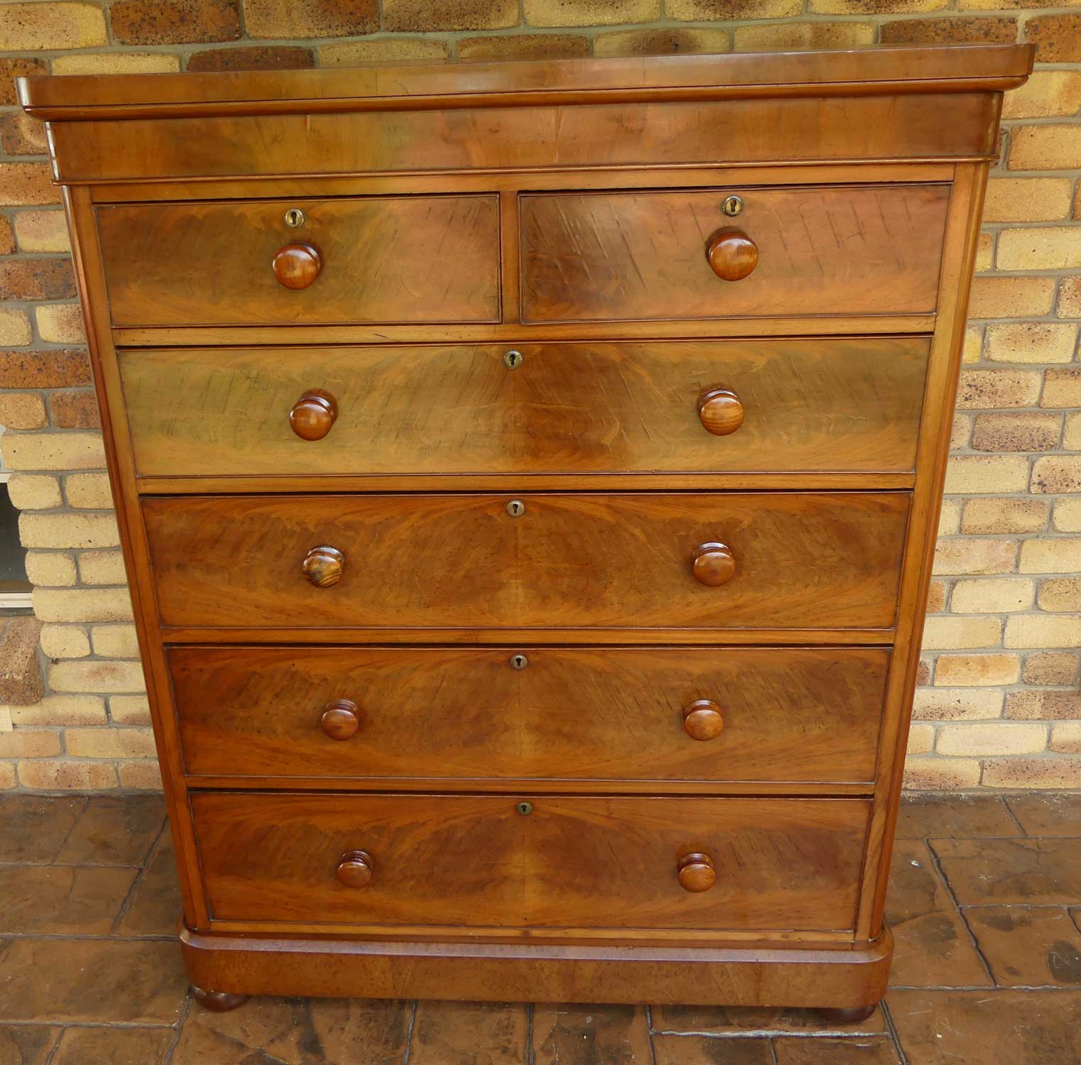 Victorian Mahogany tall boy chest of 6 drawers of larger proportions | c.1860