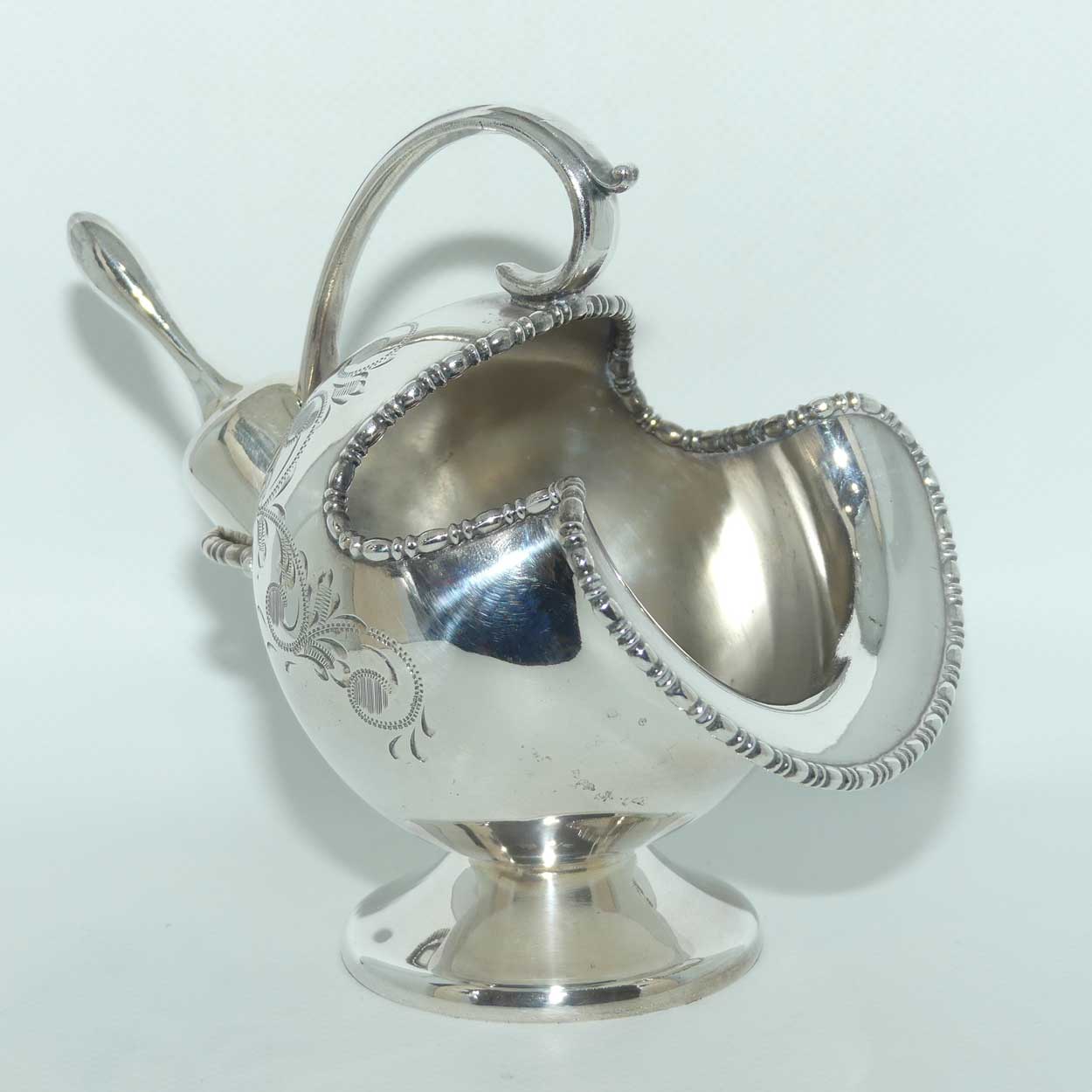 Viners EPBM sugar scuttle and hod | Elegant Fireman's Helmet shape