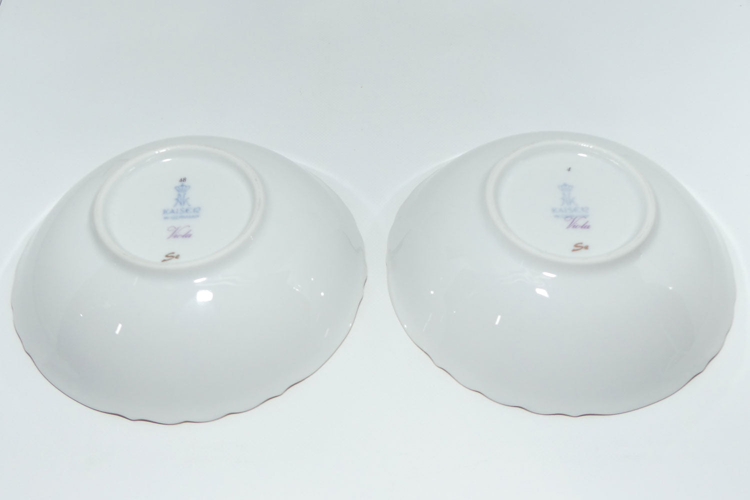 AK Kaiser West Germany pair of Viola pattern sweet dishes