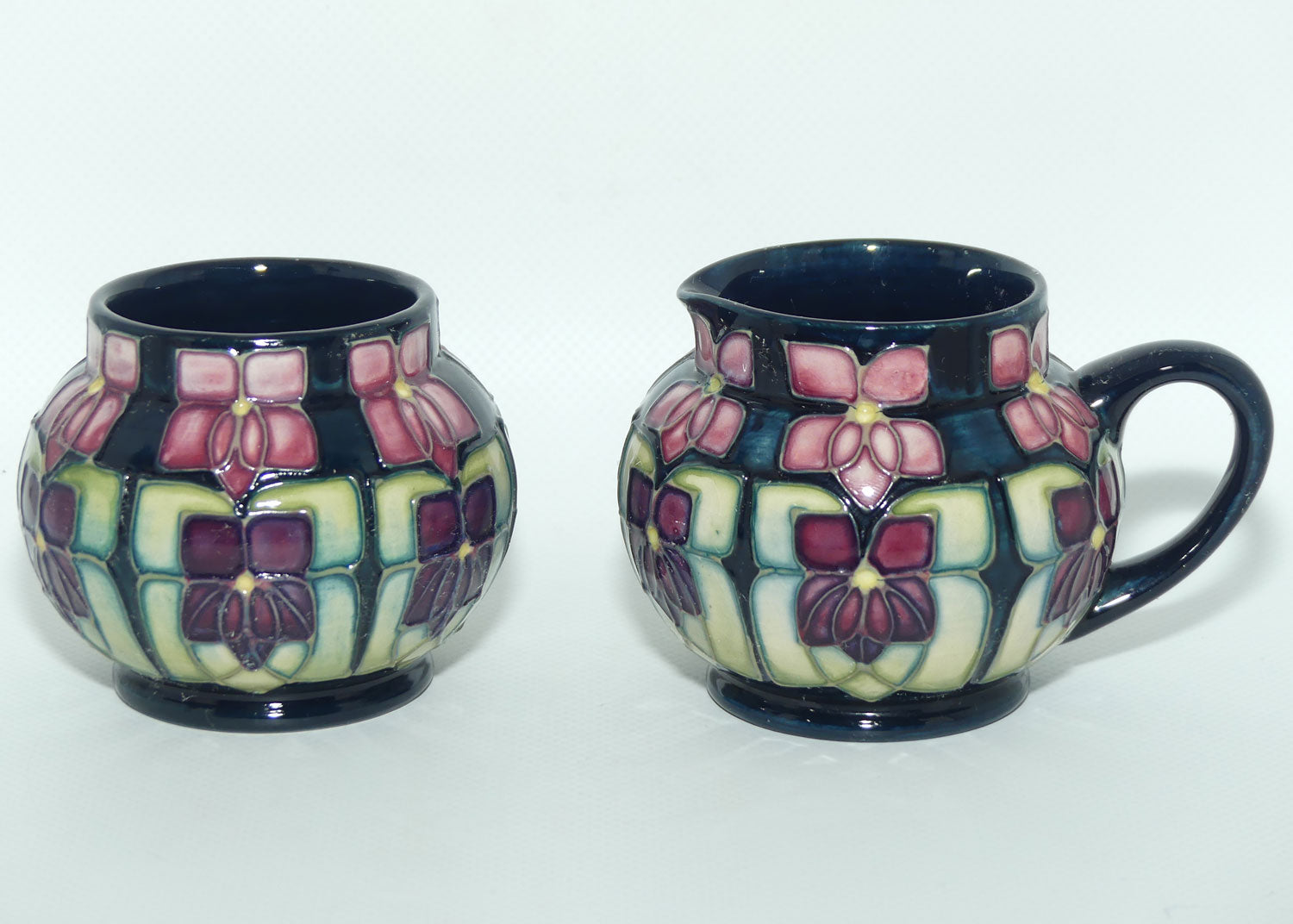 Moorcroft Stylised Violets milk and sugar | Sally Tuffin