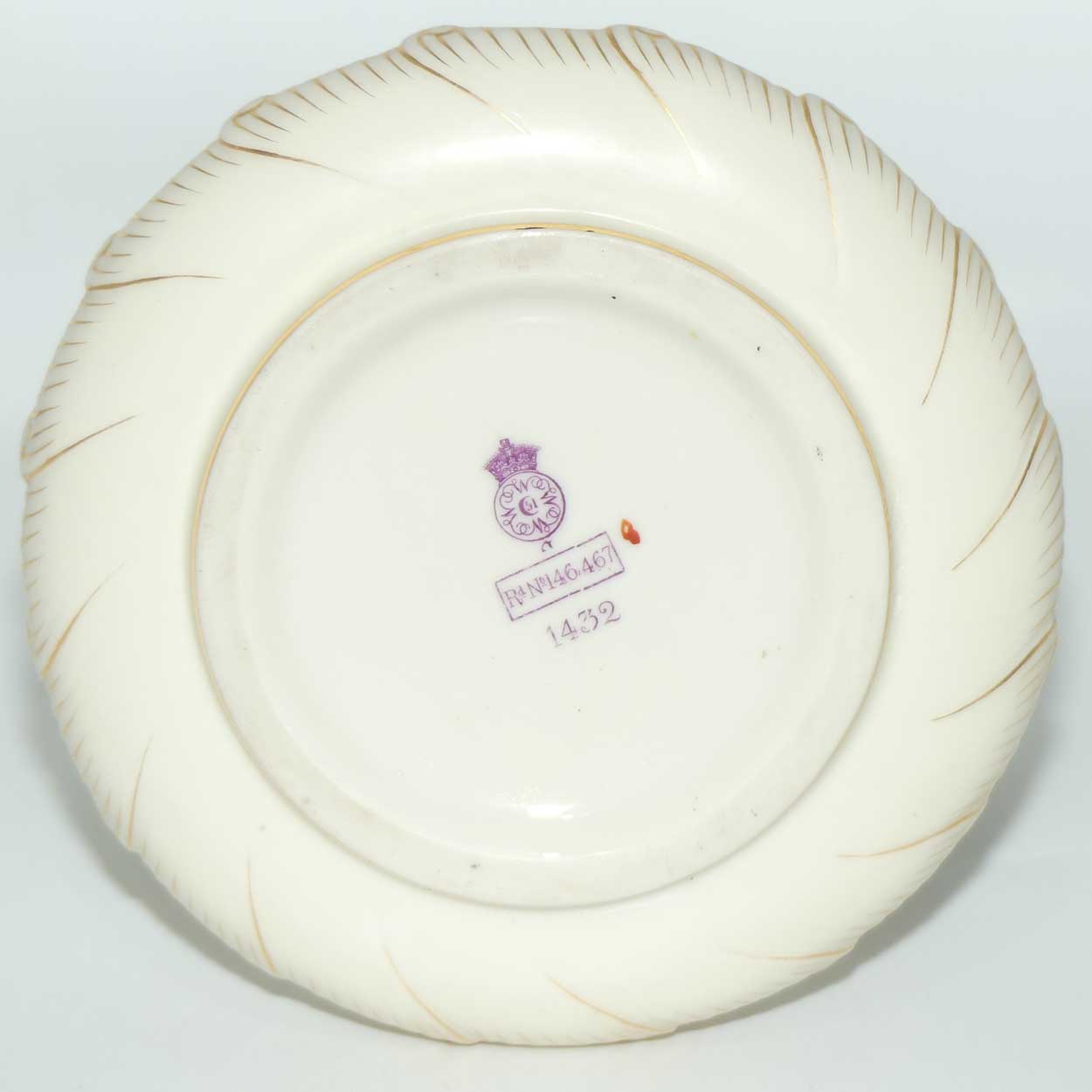 Royal Worcester Blush Ivory hand painted violets tall narrow neck vase with gilt handles