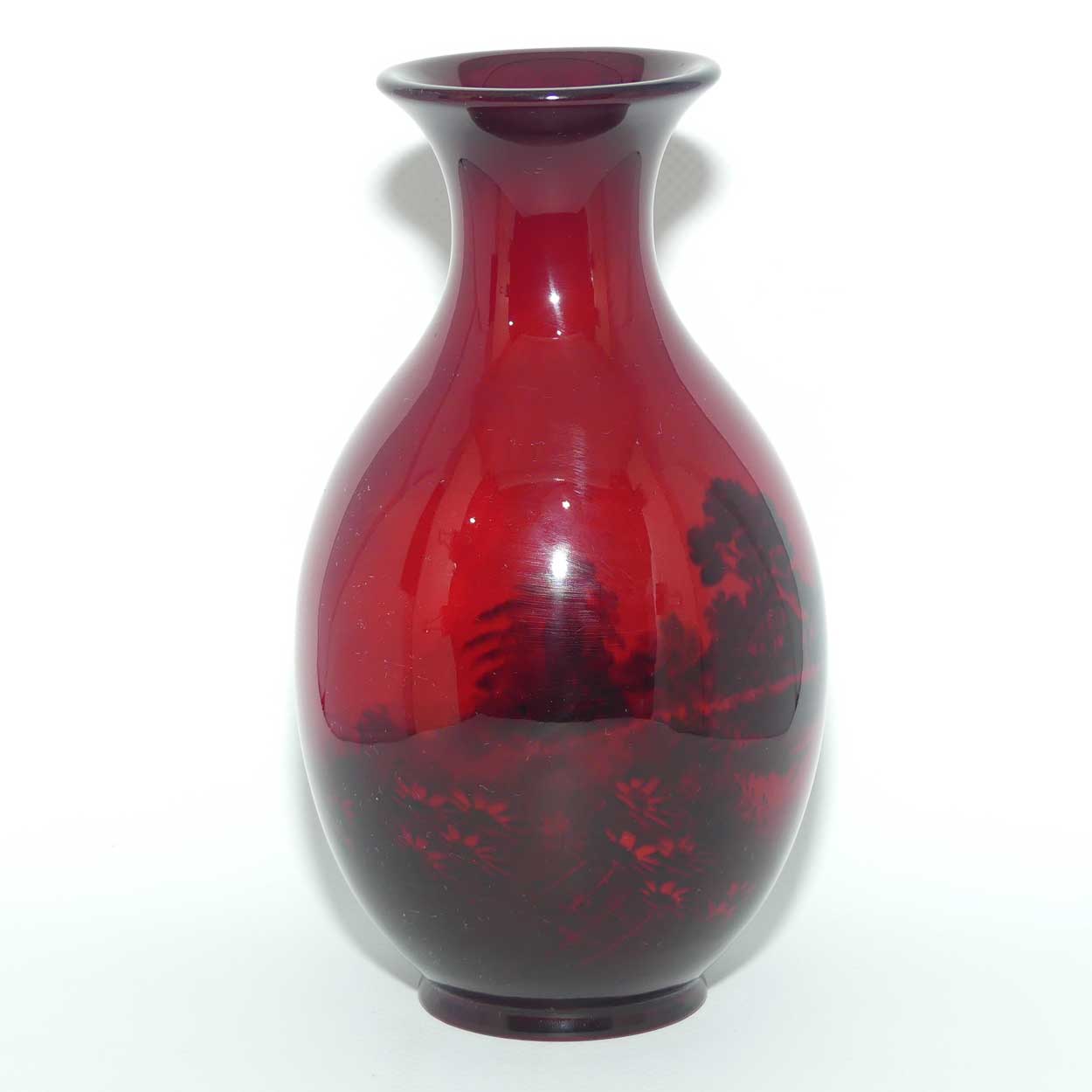 Royal Doulton Flambe ovoid waisted vase | Country Cottages and Lake | 18cm