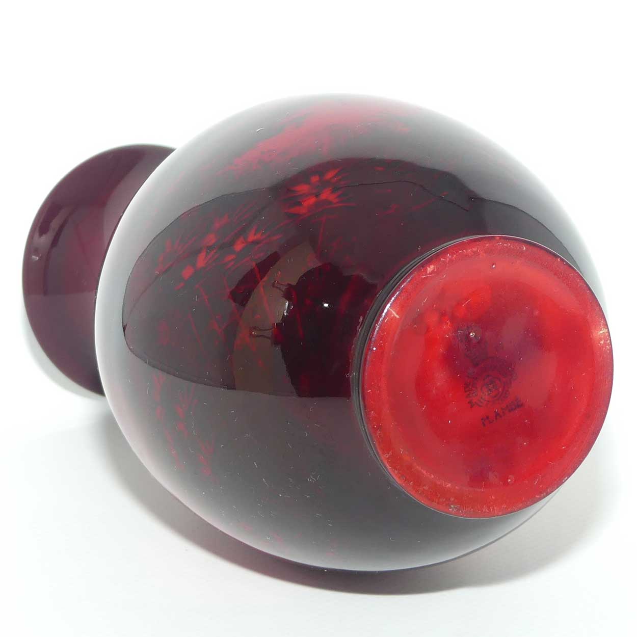 Royal Doulton Flambe ovoid waisted vase | Country Cottages and Lake | 18cm