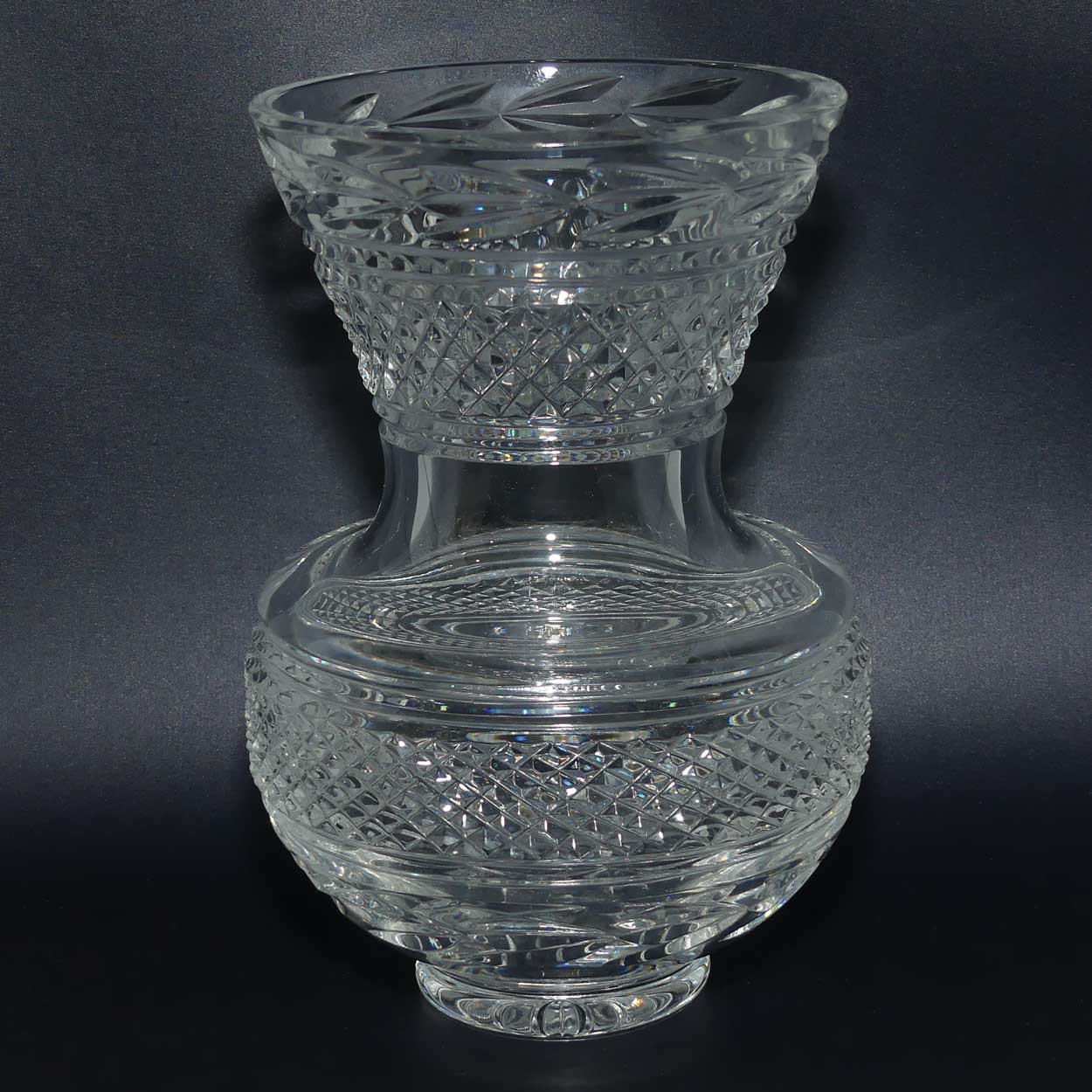Bohemia Crystal diamond pattern waisted vase | 3 Leaf border