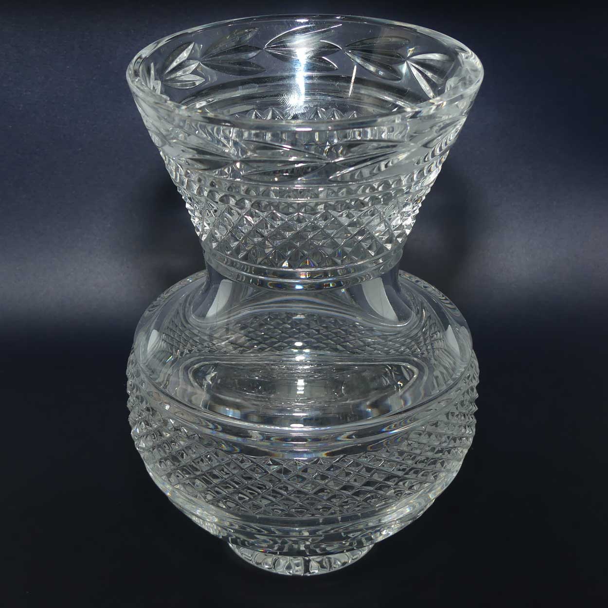 Bohemia Crystal diamond pattern waisted vase | 3 Leaf border