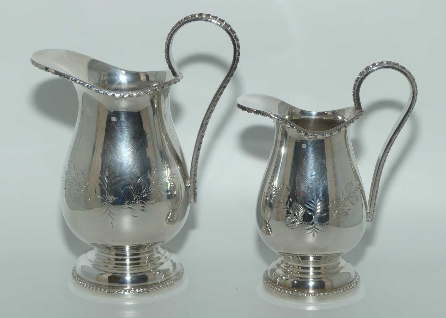 Pair of Walker and Hall silver plated jugs | Milk and Cream