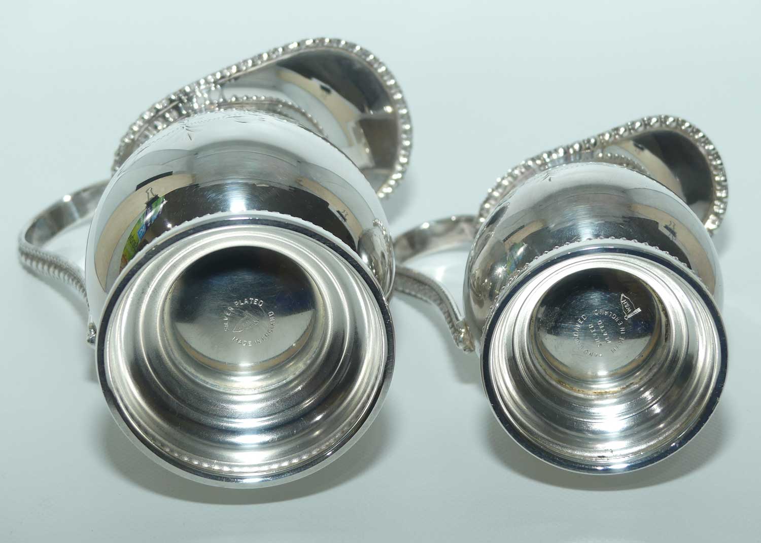 Pair of Walker and Hall silver plated jugs | Milk and Cream