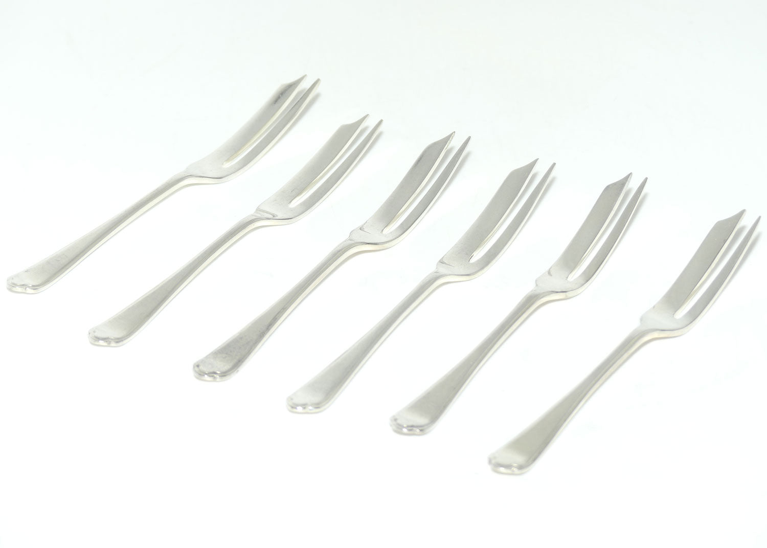 Set of 6 Walker and Hall | Silver Plated cake forks | Thread design | 12.3cm