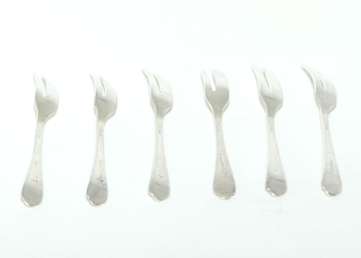 Set of 6 Walker and Hall | Silver Plated cake forks | Thread design | 12.3cm
