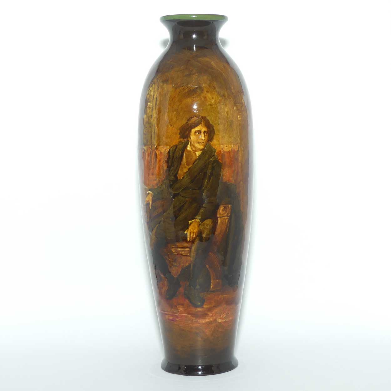 Royal Doulton Holbein glaze hand painted tall vase depicting Hamlet | by W Nunn
