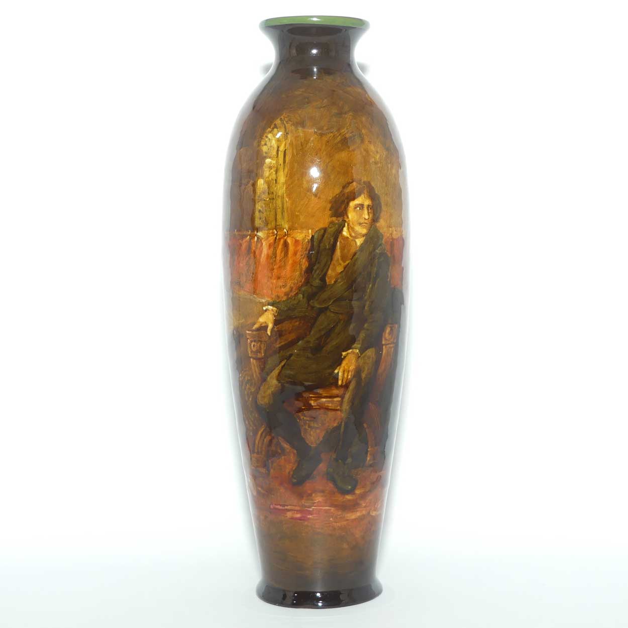 Royal Doulton Holbein glaze hand painted tall vase depicting Hamlet | by W Nunn