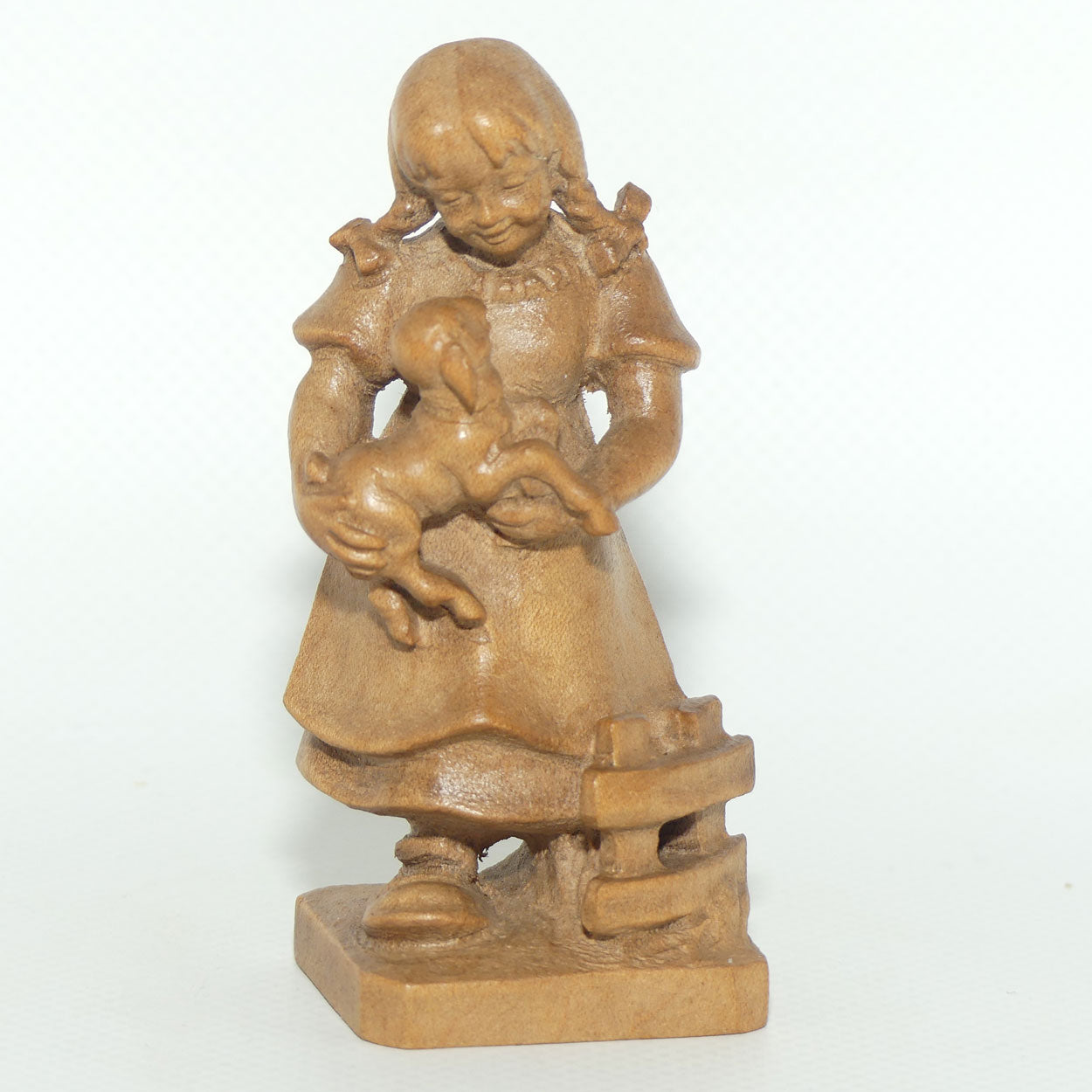 Pair of Wooden finely carved figures of Farm girls | Swiss | by Walter Stahli