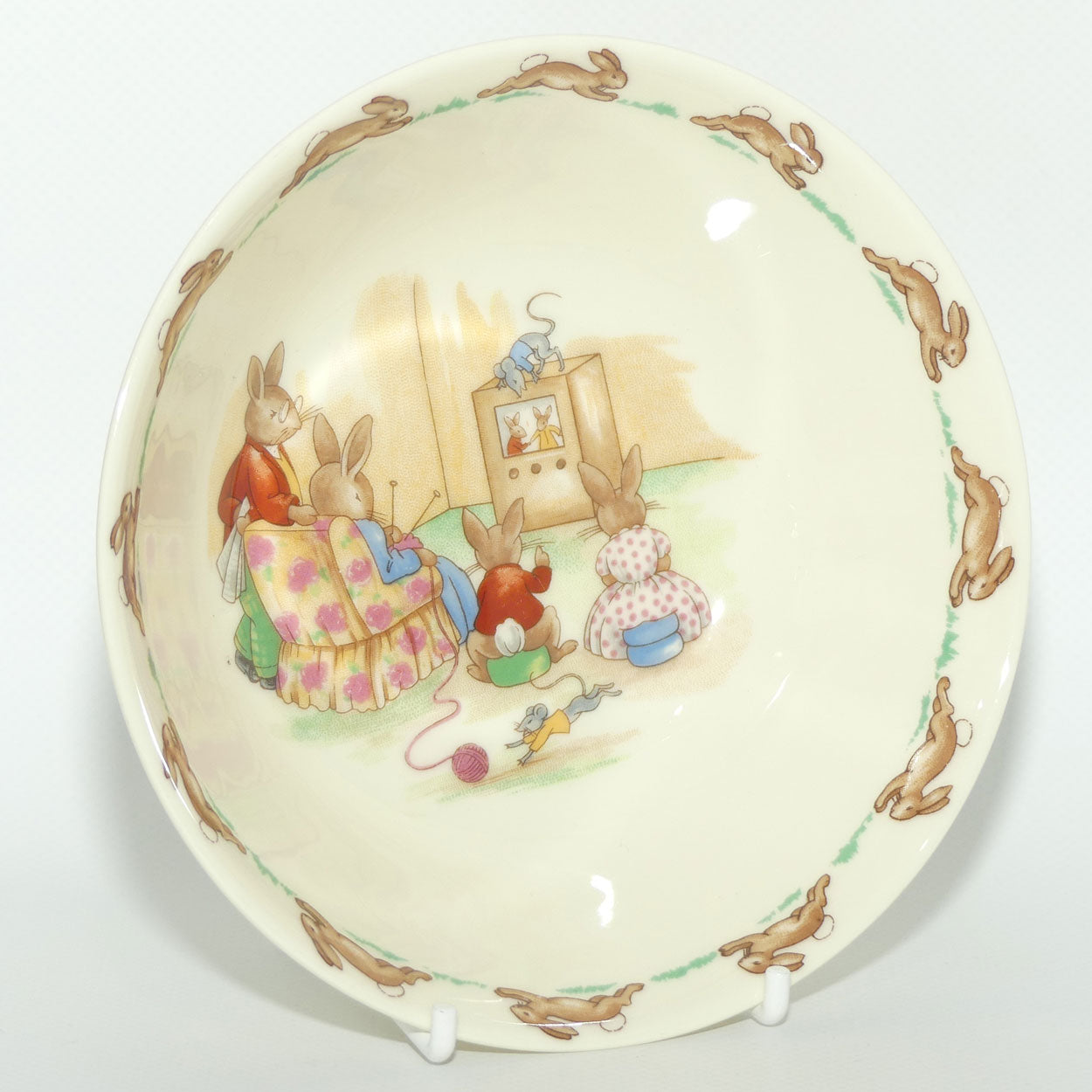 Royal Doulton Bunnykins Television Time cereal bowl