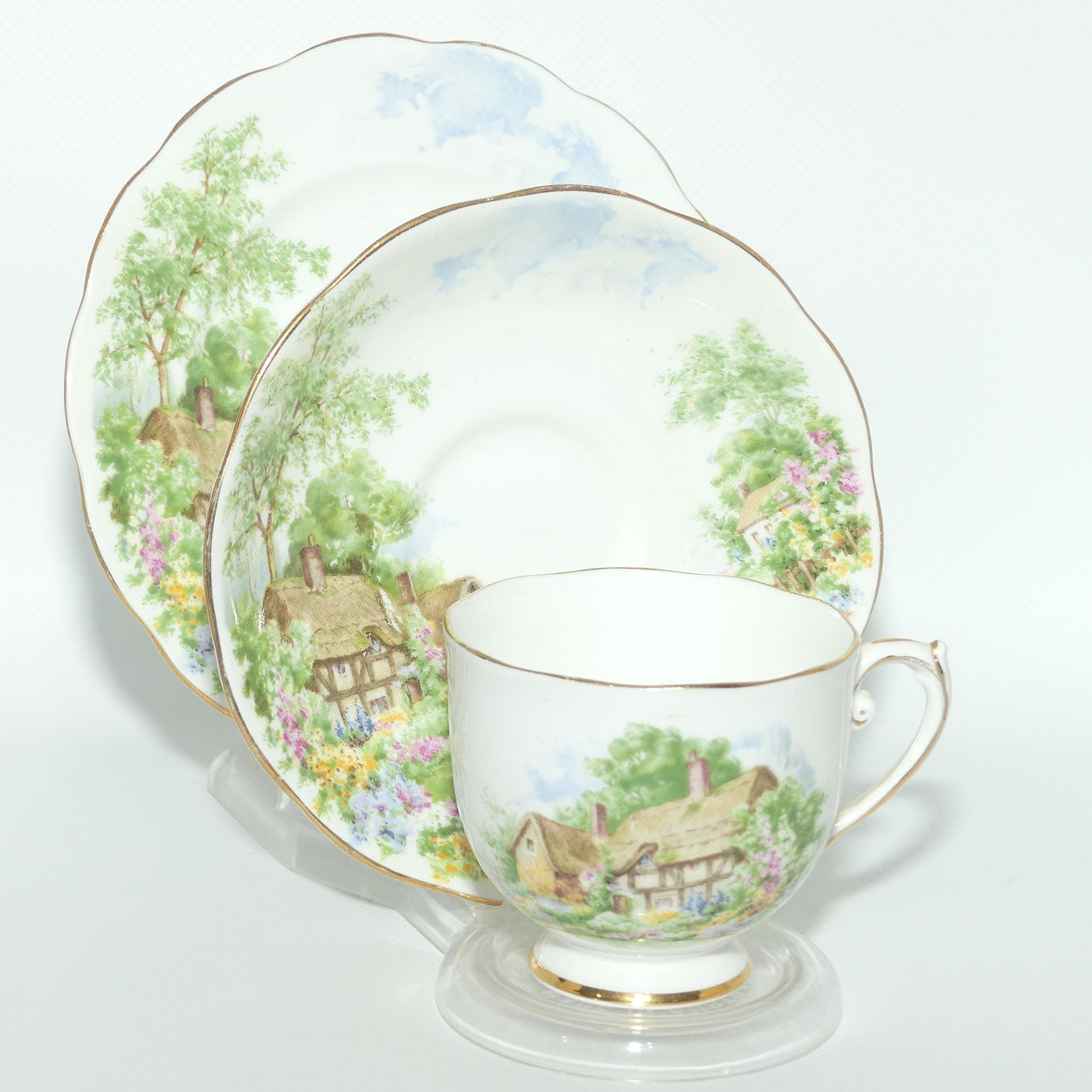 Roslyn Bone China Wayside tea trio