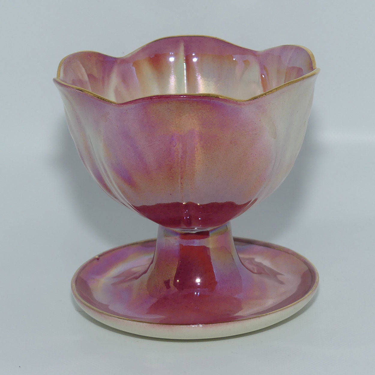 Wembley Pottery | Harlequin Lustre Comport | Pink