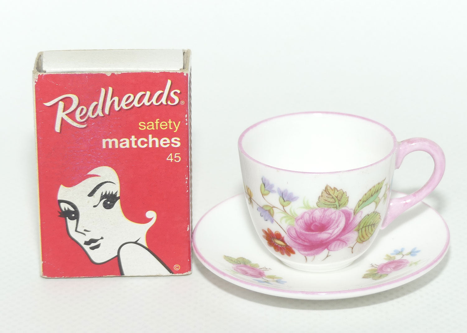 Shelley Westminster shape miniature Rose and Red Daisy duo