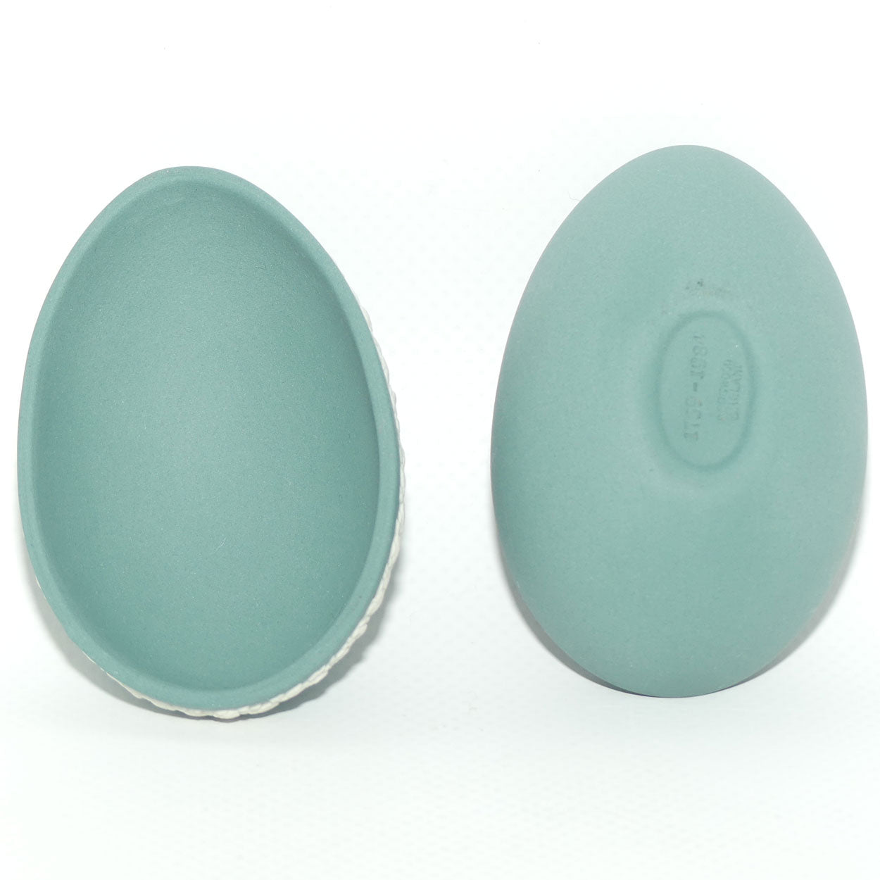Wedgwood Jasper | White on Teal | Cherub Egg shape trinket box