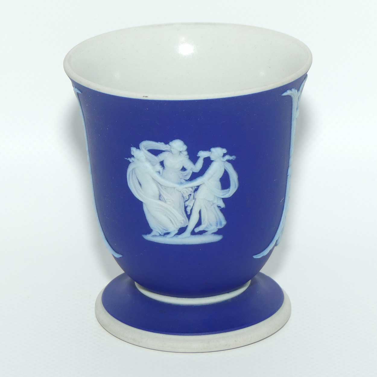 Wedgwood Jasper | White on Portland Blue bud vase | Watering Pegasus and Three Graces