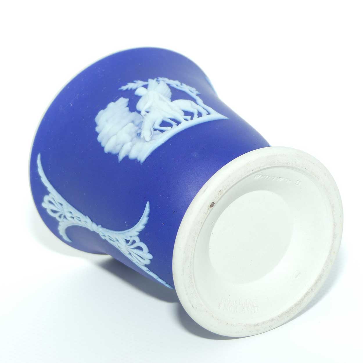 Wedgwood Jasper | White on Portland Blue bud vase | Watering Pegasus and Three Graces